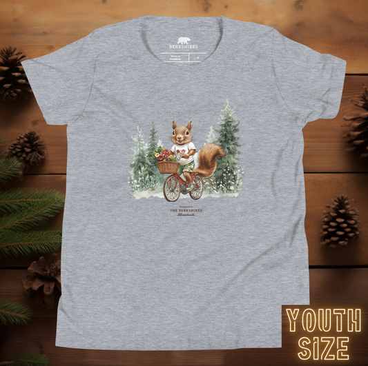 Squirrel on Bike Youth Short Sleeve T-Shirt