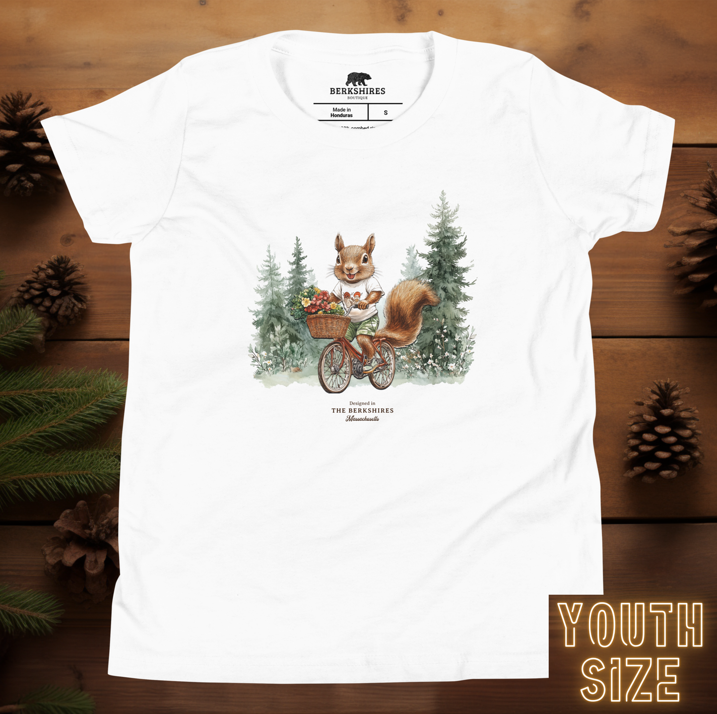 Squirrel on Bike Youth Short Sleeve T-Shirt