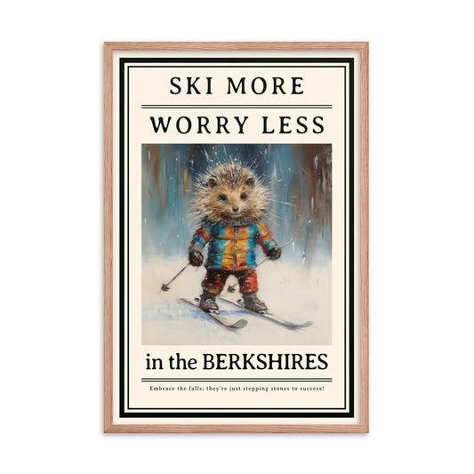 Skiing Porcupine Framed Poster