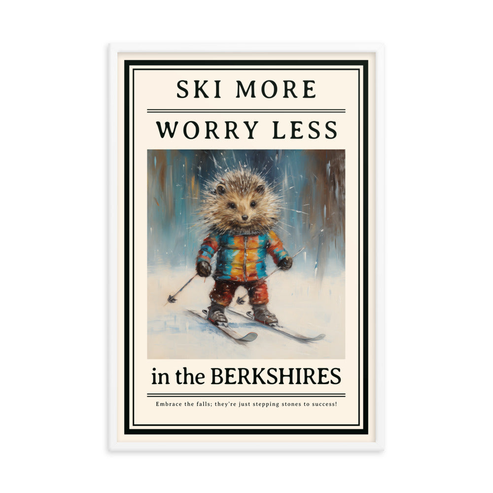 Skiing Porcupine Framed Poster