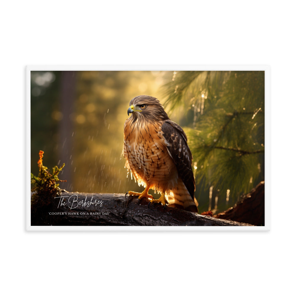 Wall Art: 'Cooper's Hawk on a Rainy Day' Framed Poster