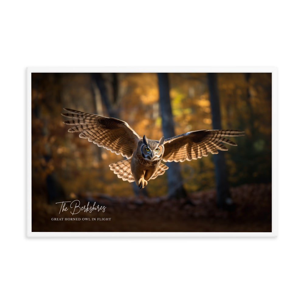 Wall Art: 'Great Horned Owl in Flight' Framed Poster