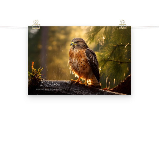 Wall Art: 'Cooper's Hawk on a Rainy Day' Poster