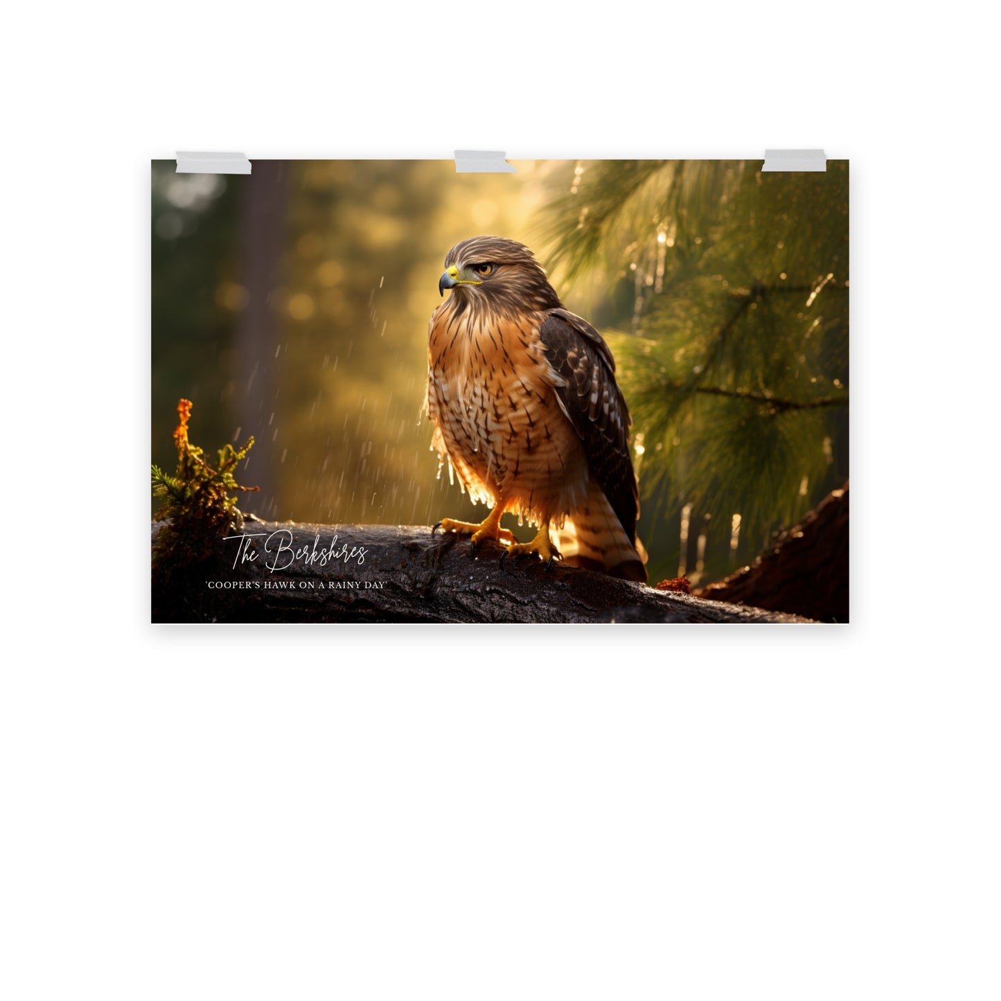 Wall Art: 'Cooper's Hawk on a Rainy Day' Poster