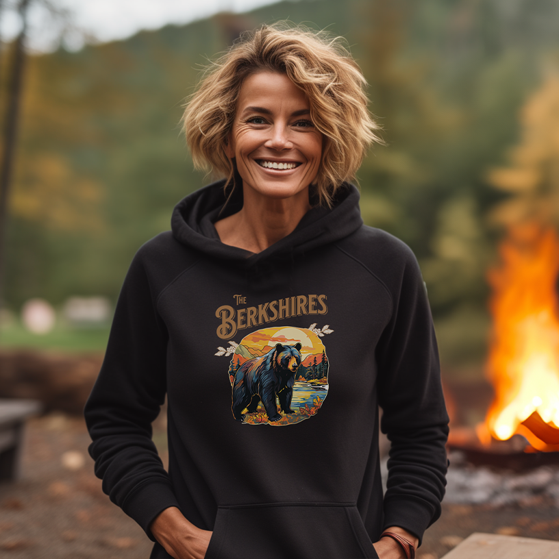 Berkshires Black Bear Unisex eco raglan hoodie