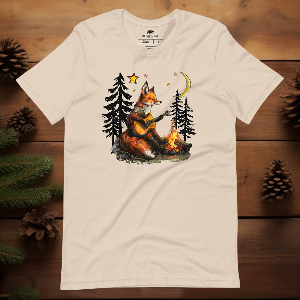 "Fox Playing Guitar by a Campfire" Tee