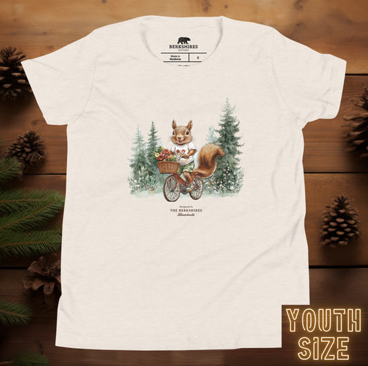Squirrel on Bike Youth Short Sleeve T-Shirt