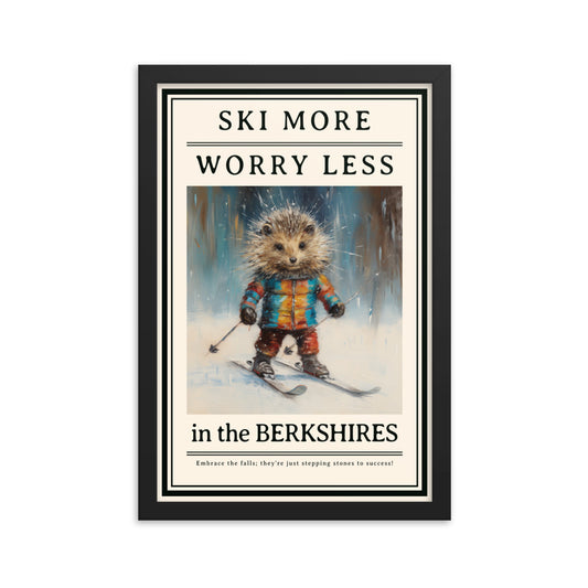 Skiing Porcupine Framed Poster