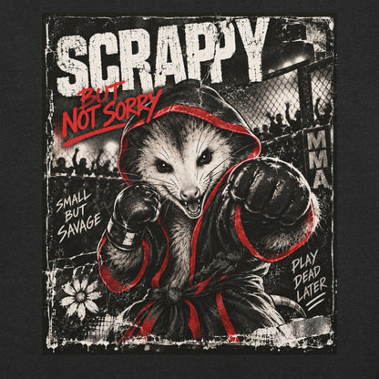 distressed MMA-inspired opossum artwork