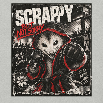 distressed MMA-inspired opossum artwork