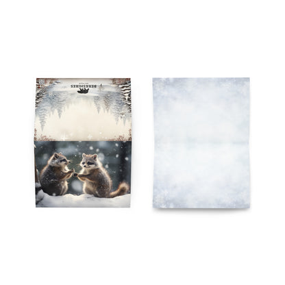 Winter Wildlife  Greeting Card: 'Racoons in the Snow'
