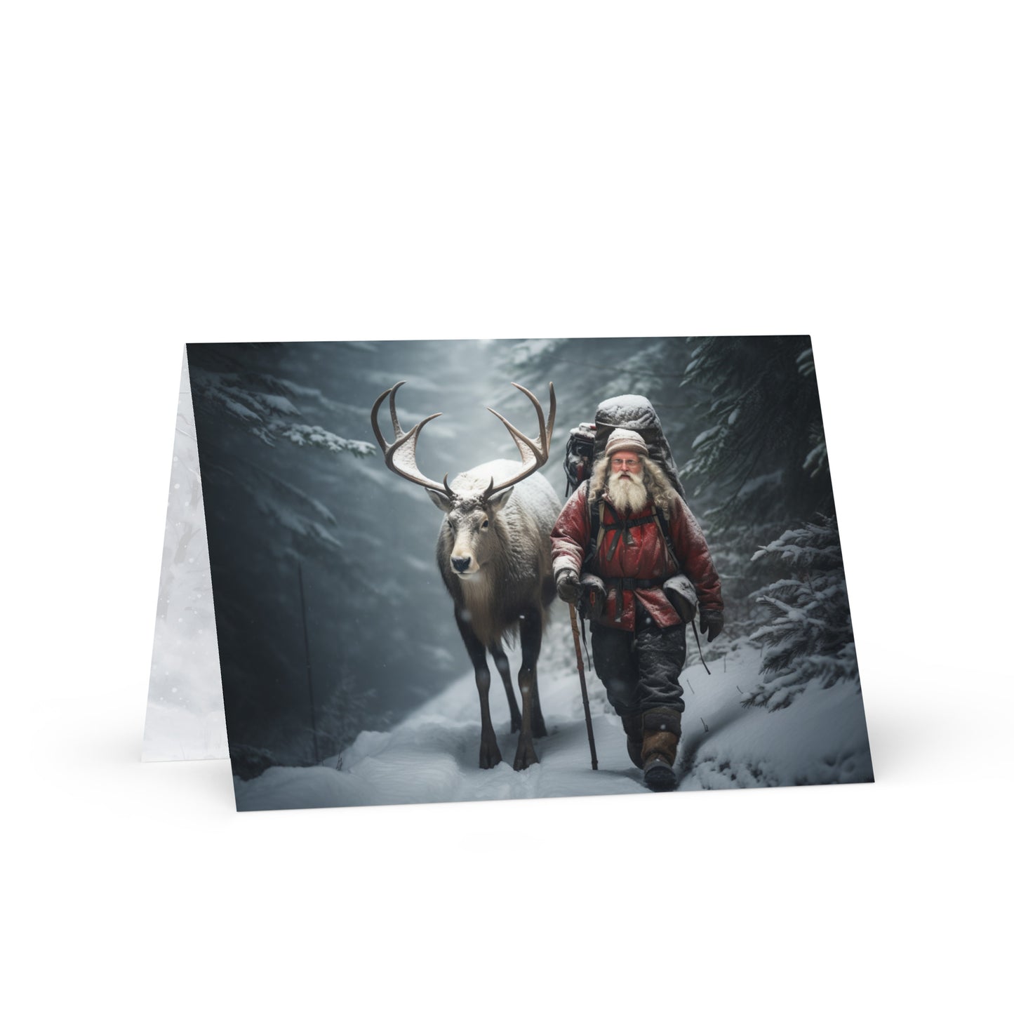 Winter Wonderland Greeting Card: 'Santa Hiking the Appalachian Trail 2'