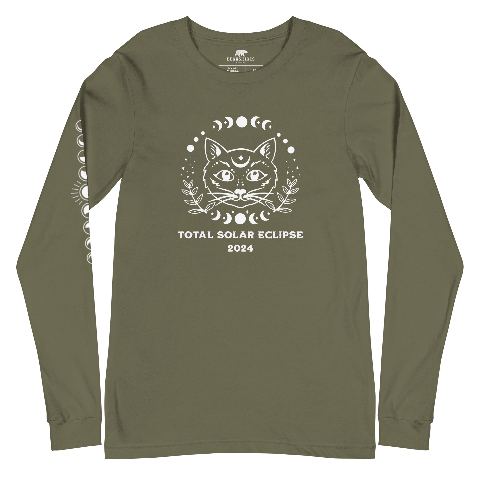 Total Solar Eclipse 2024, Mystical Cat - Long Sleeve Tee