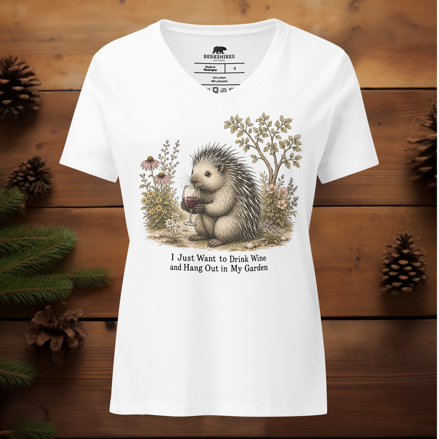 Vintage Porcupine in the Garden | Women's V-Neck