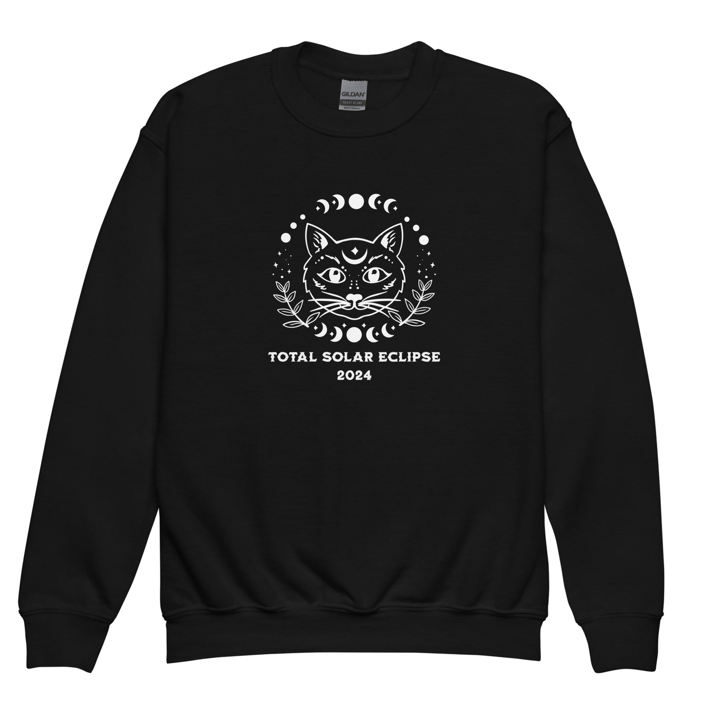 Total Solar Eclipse, Mystical Cat - Youth crewneck sweatshirt
